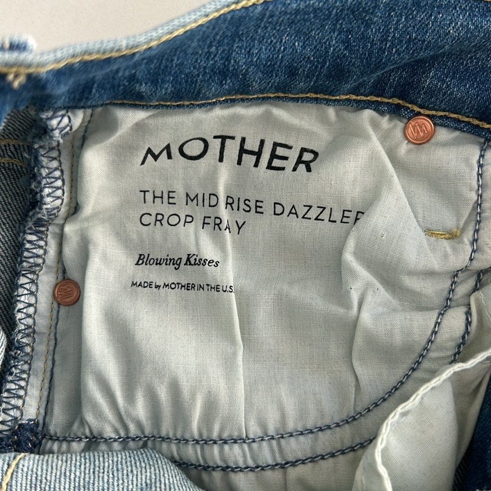 MOTHER The Mid-Rise Dazzler Crop Fray Jeans Blowing Kisses Womens Size 27 - Picture 10 of 15